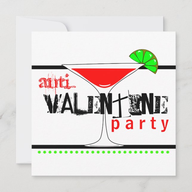 Coctail Martini för Anti-Valentines dagparty Inbjudningar (Framsida)