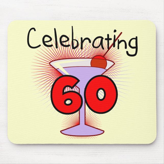 Coctail som firar 60 Tshirts och gåvor Musmatta (Framsidan)