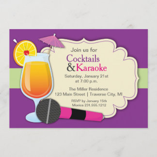 Coctailar och Karaokefödelsedagsfest Inbjudningar