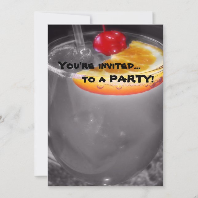 Coctaildrink för lycklig timme inbjudningar (Framsida)