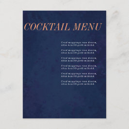 Coctailmeny, drinkmeny, marinblå meny