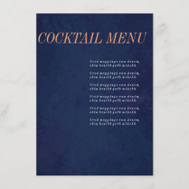 Coctailmeny, drinkmeny, marinblå meny