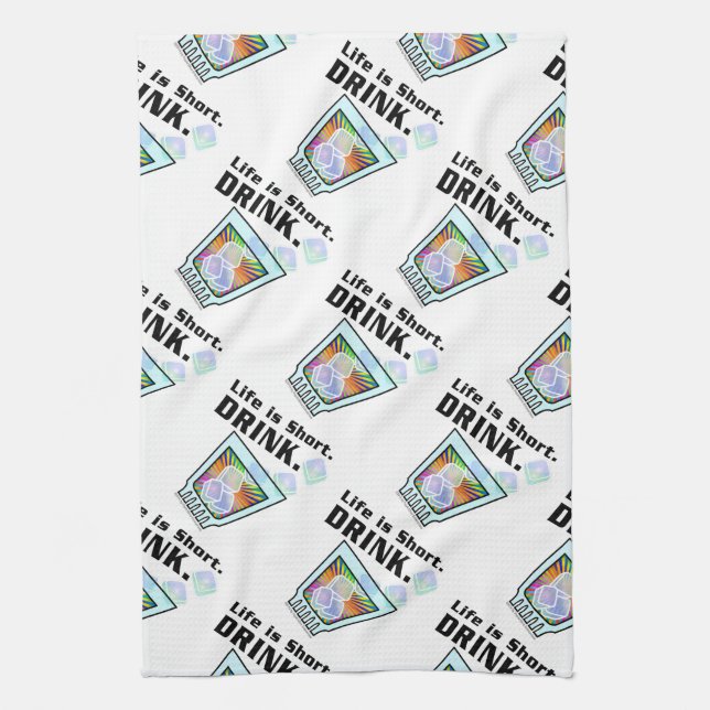 COCTAILPUBHANDDUKAR, liv är kort. DRINK. Kökshandduk (Vertikal)