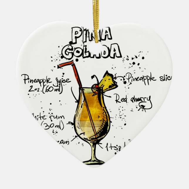 Coctailrecept Pina Colada Julgransprydnad Keramik (Framsidan)