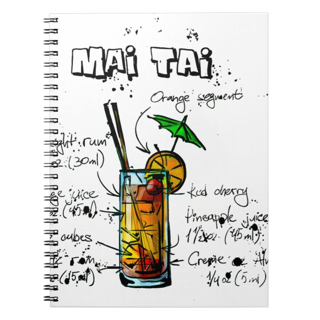CoctailreceptMai Tai Anteckningsbok Med Spiral (Framsidan)