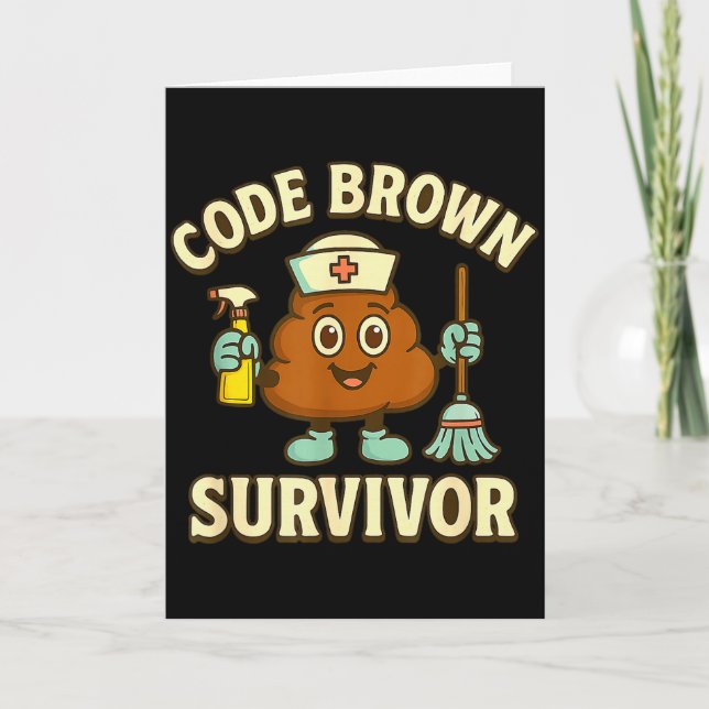 Code Brown överlevande Rolig Sjuksköterska Cna Med Kort (Framsida)