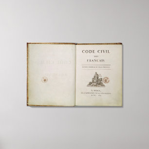 Code Civil, öppen på titelsidan, 1804 Canvastryck