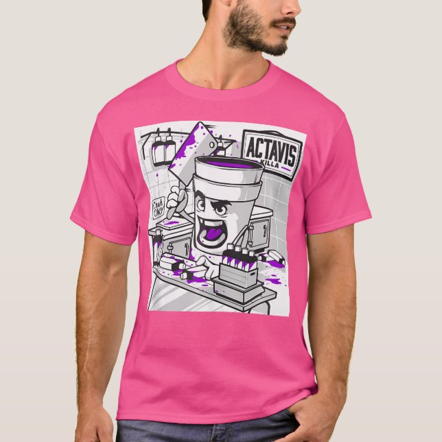 Codeine Dubbla Kopp Lean Lila Drank Sizzurp Rap H T Shirt (Framsida)