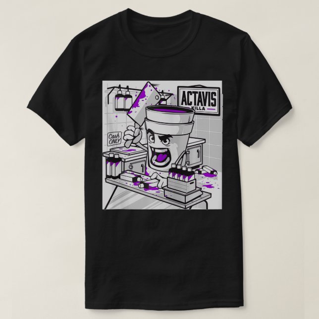 Codeine Lean Double Cup Styrofoam Purple Drank Cou T Shirt (Design framsida)