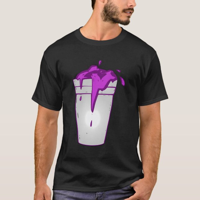 Codeine Lean Dubbla Kopp Styrofoam Lila Drank Cou T Shirt (Framsida)