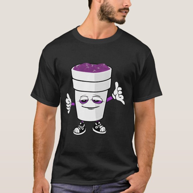 Codeine Lila Drank Sizzurp Dubbla Kopp Lean T Shirt (Framsida)