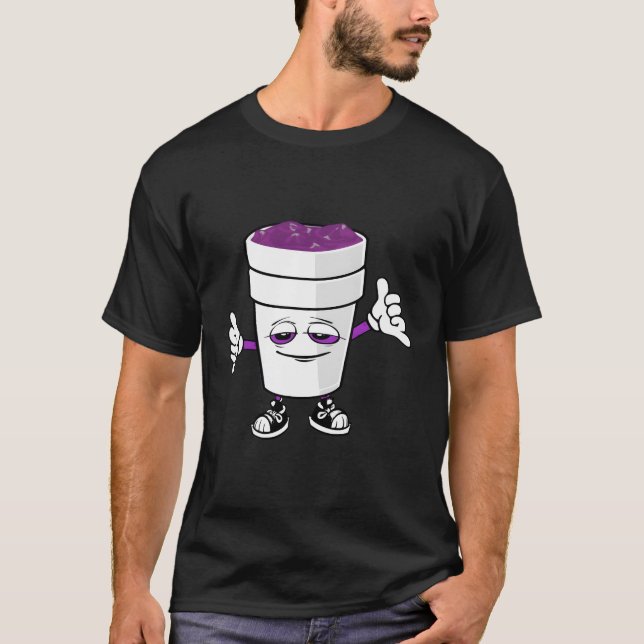 Codeine Lila Drank Sizzurp Dubbla Kopp Lean T Shirt (Framsida)