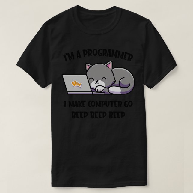 Coder Cat Programmer Funny Computer Scientist T Shirt (Design framsida)
