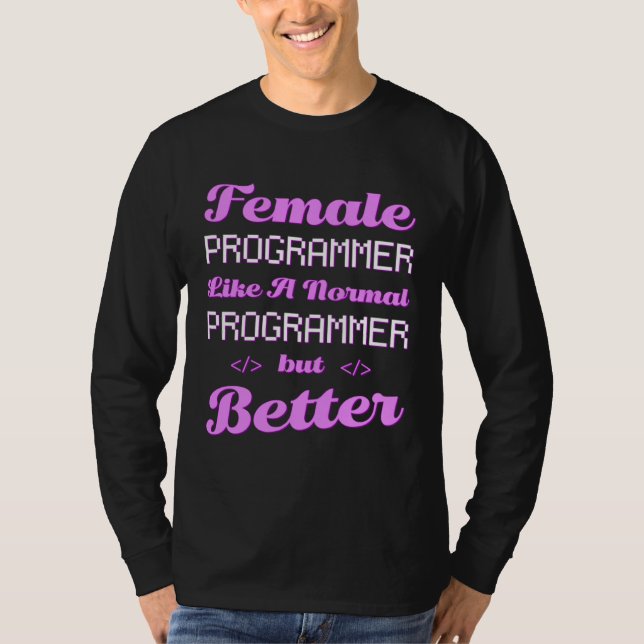 Coder Female Developer Coding Software Engineer Pr T Shirt (Framsida)
