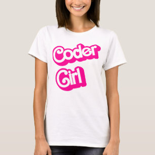 Coder Girl Rosa Computer Geek Programmer T Shirt