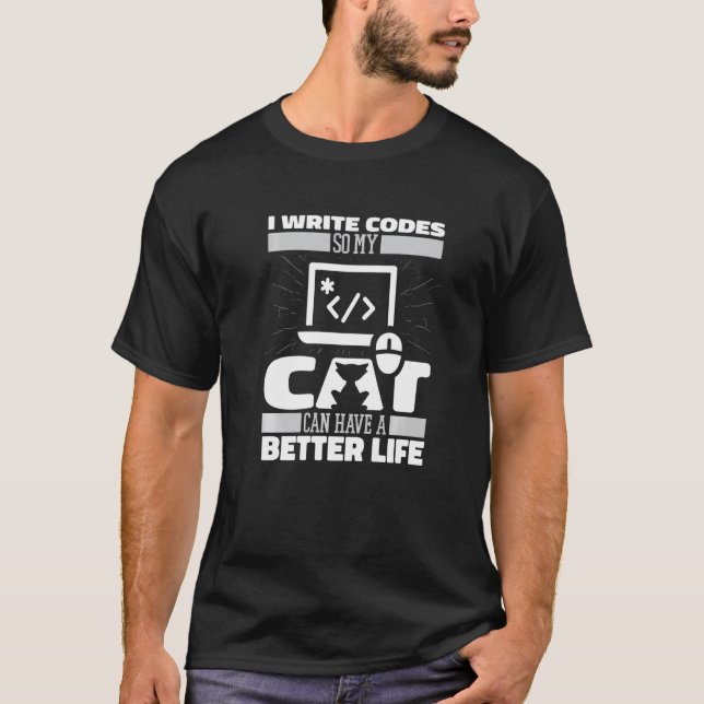 Coder katt mjukvaruingenjör utvecklare Kodning  Pr T Shirt (Framsida)