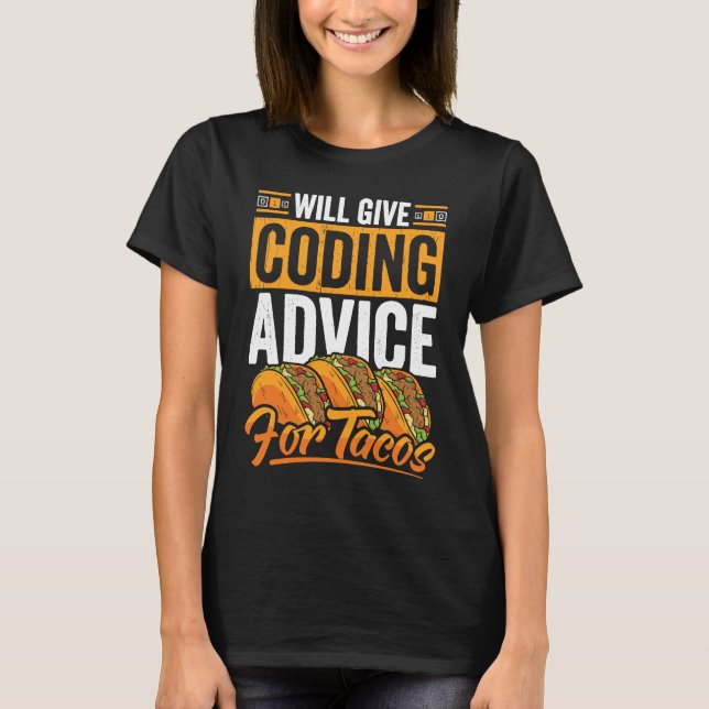 Coder Taco Coding Coding Mexican Food for Programm T Shirt (Framsida)
