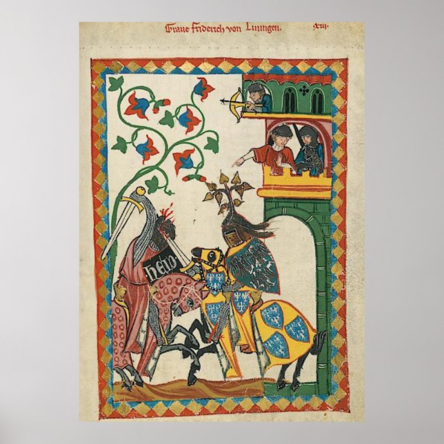 Codex Manesse Graf Friedrich von Leiningen Poster (Framsidan)