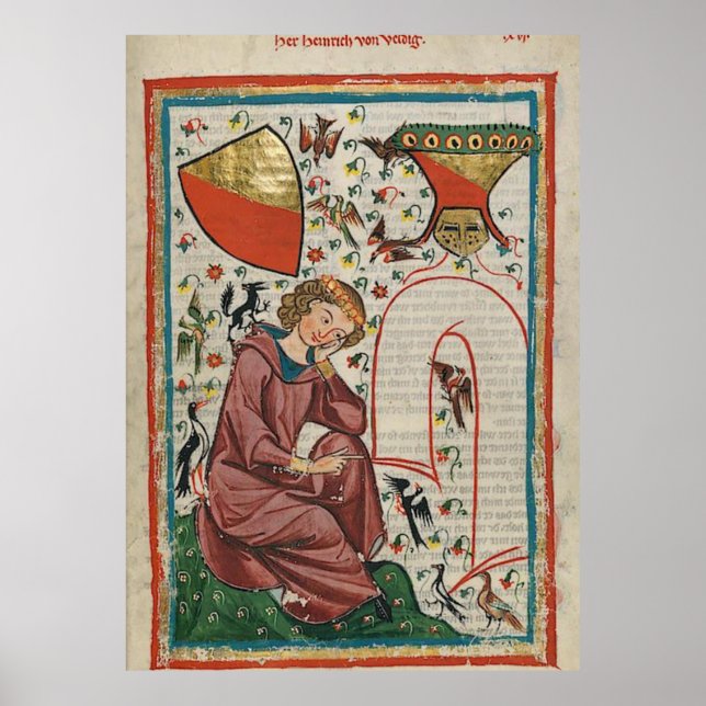 Codex Manesse Herr Heinrich von Veldeke Poster (Framsidan)