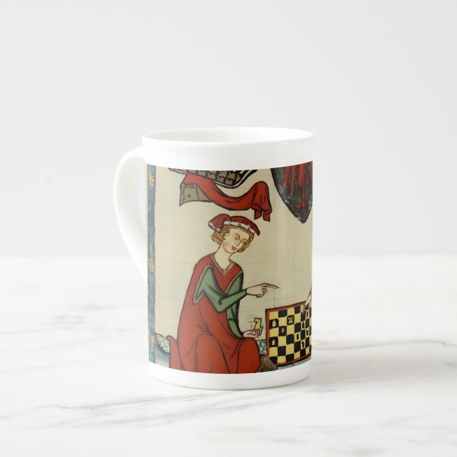 Codex Manesse Medieval Chess Players Bone Chin Mug Benporslin Mugg (Framsida vänster)