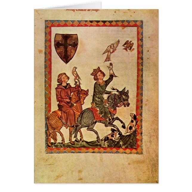 Codex Manesse vid ledar- av Manesse Hälsningskort (Framsidan)