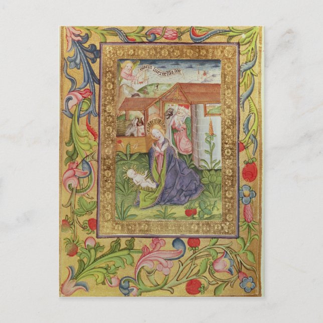 Codex ser Nov 2599 f. 39v Kristus födelse Vykort (Framsida)