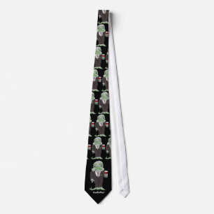 Codfather Tecknad Fish Black Neck Tie Slips