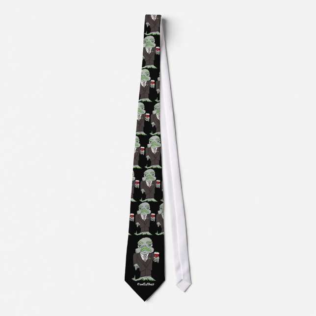 Codfather Tecknad Fish Black Neck Tie Slips (Framsida)