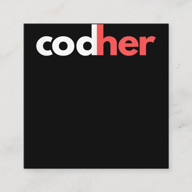 Codher Girl Programmer Women Stem Ingenjör Älskare Fyrkantigt Visitkort (Framsida)