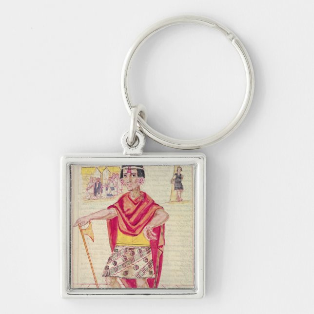 Codicen Murua Fyrkantig Silverfärgad Nyckelring (Framsidan)