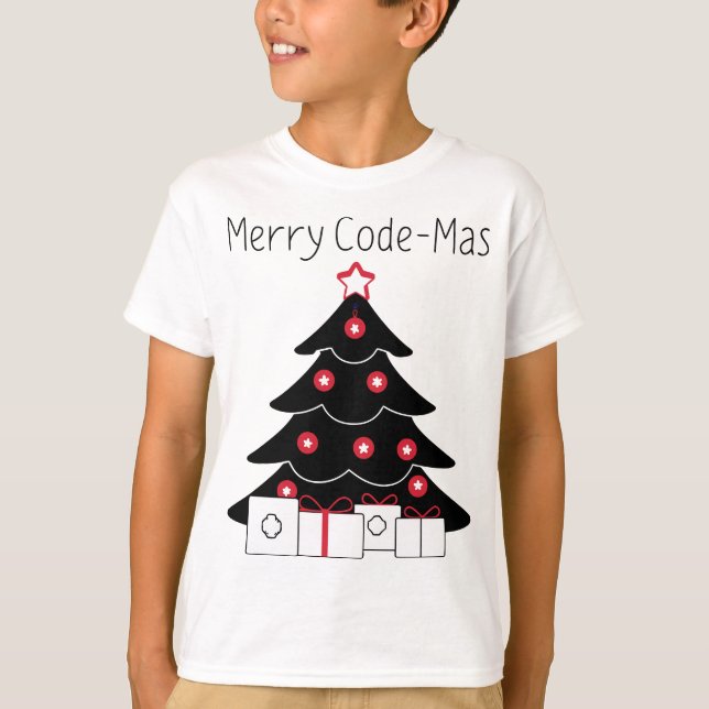 Coding Christmas Tree Merry Code-mas Shirt T Shirt (Framsida)
