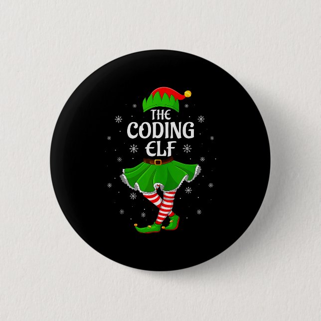 Coding Elf Christmas Family Girls Women Elf Squad  Knapp (Framsida)