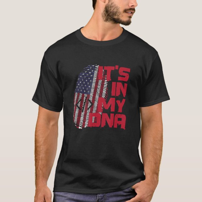 Coding In Dna Fingerprint American Patriot 4th of  T Shirt (Framsida)