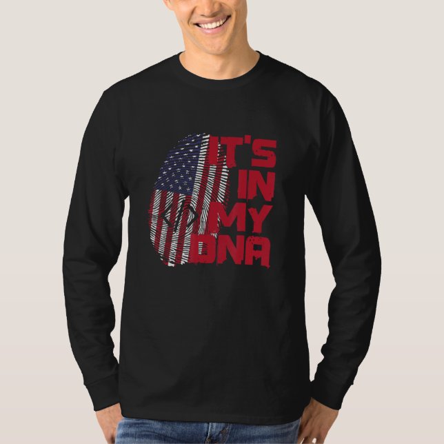 Coding In Dna Fingerprint American Patriot 4th of  T Shirt (Framsida)