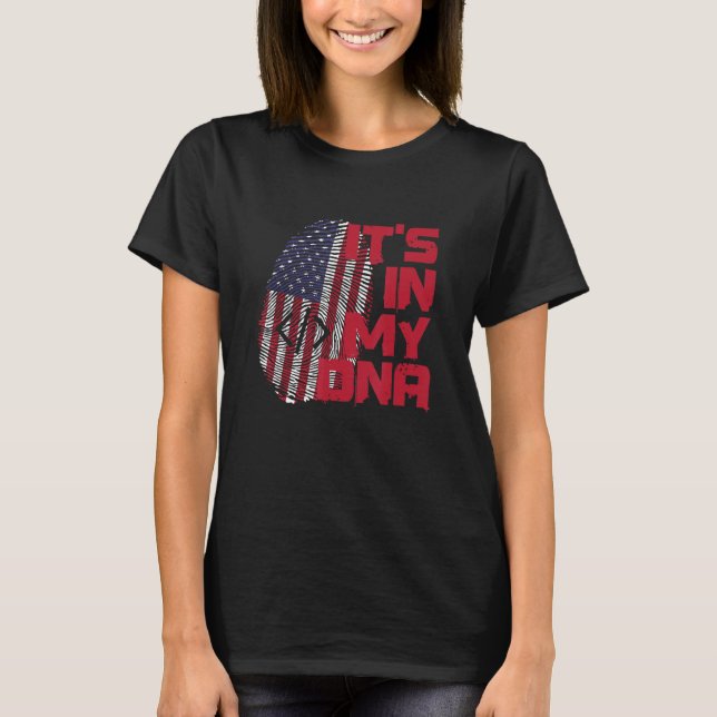 Coding In Dna Fingerprint American Patriot 4th of  T Shirt (Framsida)