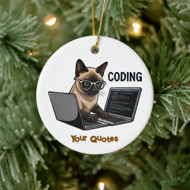 Coding Siamese Cat Cartoon Julgransprydnad Keramik (Träd)