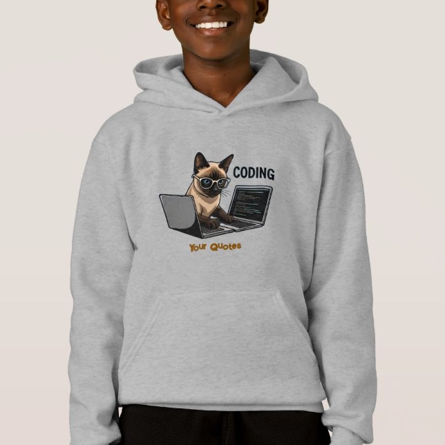 Coding Siamese Cat Cartoon T Shirt (Framsida)