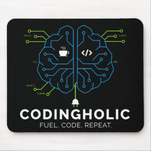 Codingholic Tech Brain För Utvecklare Mörk Musmatta