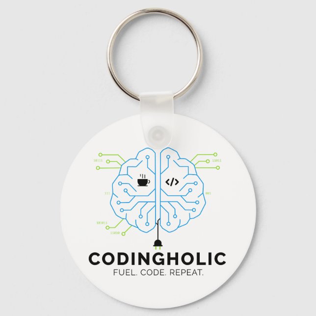 Codingholic Tech Brain Programmer  Nyckelring (Framsida)