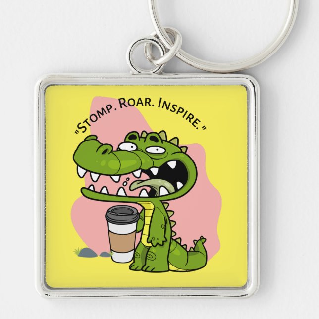 codrille fyrkantig silverfärgad nyckelring (Framsidan)