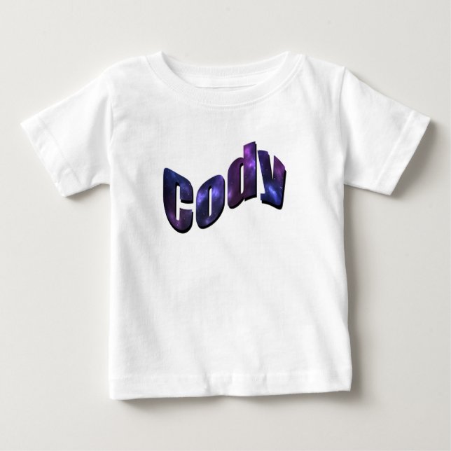 Cody Namn Gjort Med Blå Nebula Moln, T Shirt (Framsida)