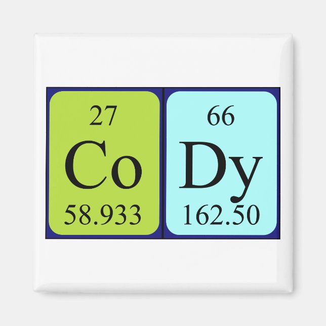 Cody periodiskt återkommande magnet bord namn (Framsidan)
