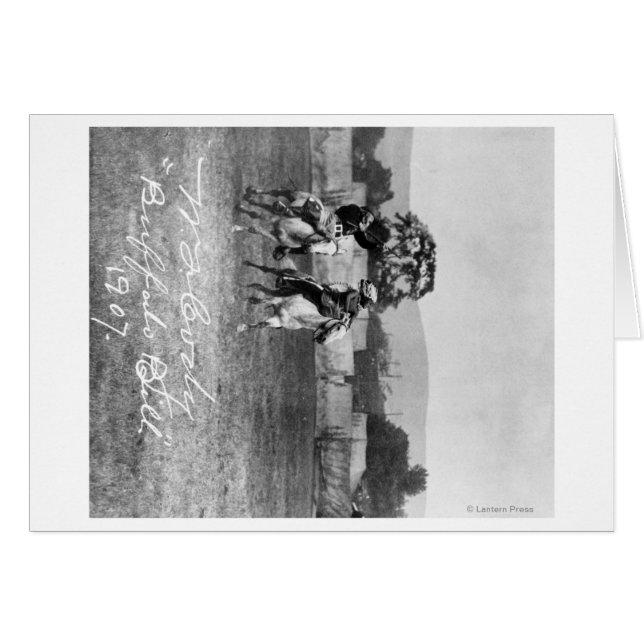 Cody Riding Horse bredvid Native Hälsningskort (Framsidan Horizontal)