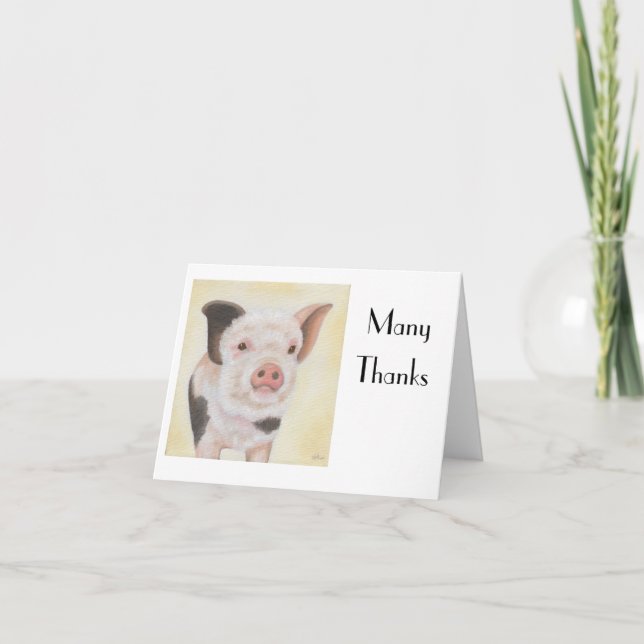 Cody the Piglet Tack Notecard Kort (Framsida)