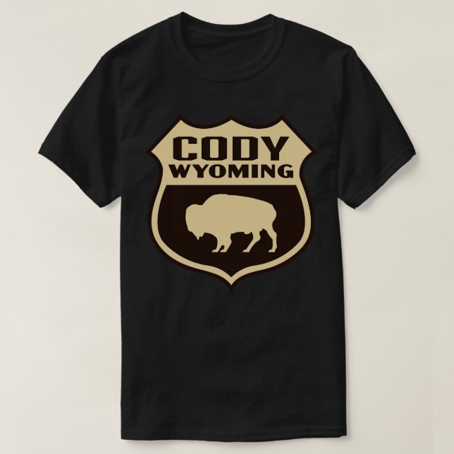 Cody Wyoming Retro Buffalo Shield Tan T Shirt (Design framsida)