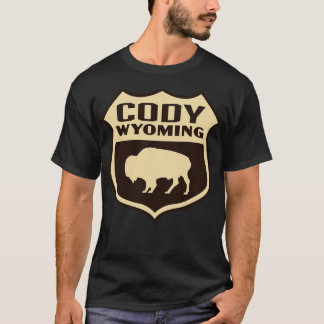 Cody Wyoming Retro Buffalo Shield Tan T Shirt