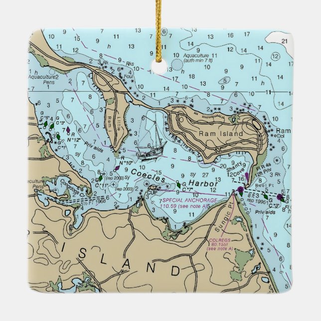 Coecles Harbor Nautical jul Julgransprydnad Keramik (Baksida)