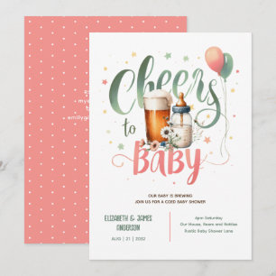 COED Baby Brewing Öl Flaskor Cheers Wildblommor Inbjudningar
