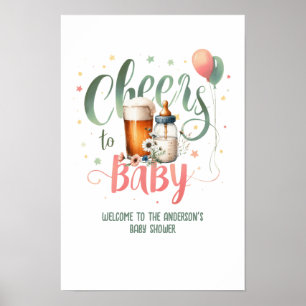 COED Öl Flaskor Cheers to Baby Brewing Shower Poster
