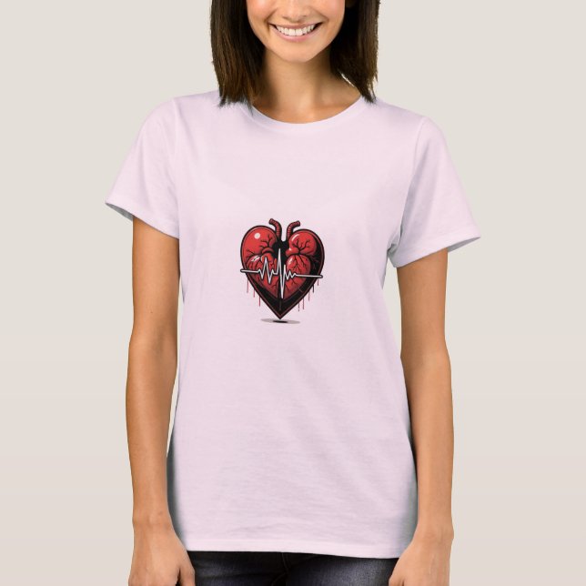 Cœur Anatomique avec Battement de Vie  T Shirt (Framsida)